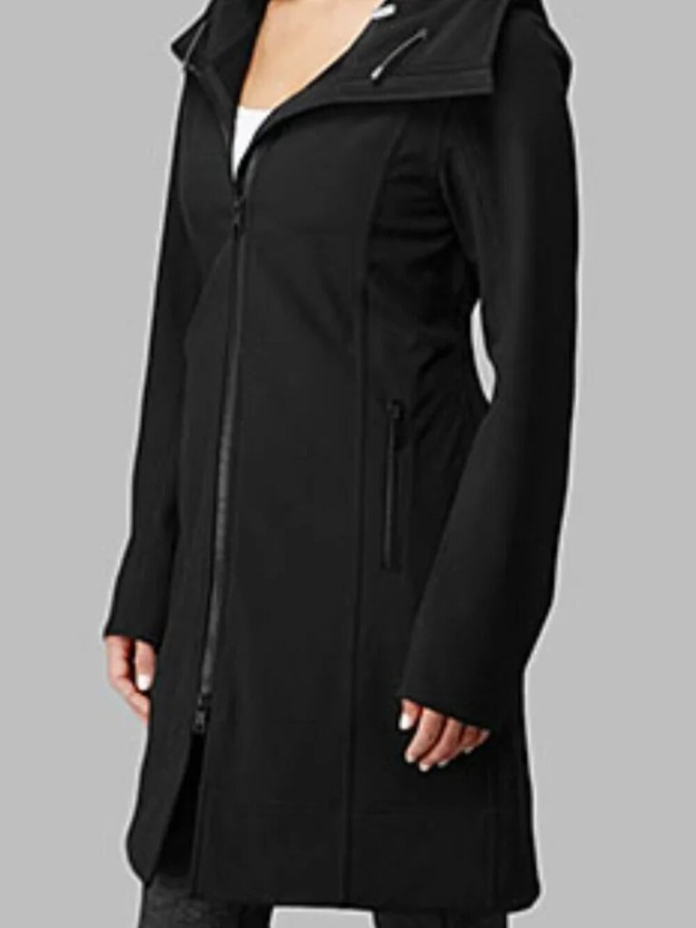 Lululemon Womens 4 Everyday Yoga Long Black Jacket Hooded Split Hem 2-way Zip